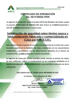 Certificado APCI SS Fotoluminiscente