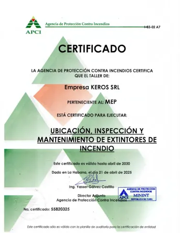 Certificado APCI Extintores KEROS